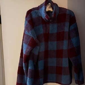 Eddie Bauer Blue Purple and Red  quarter Zip Up Sweater